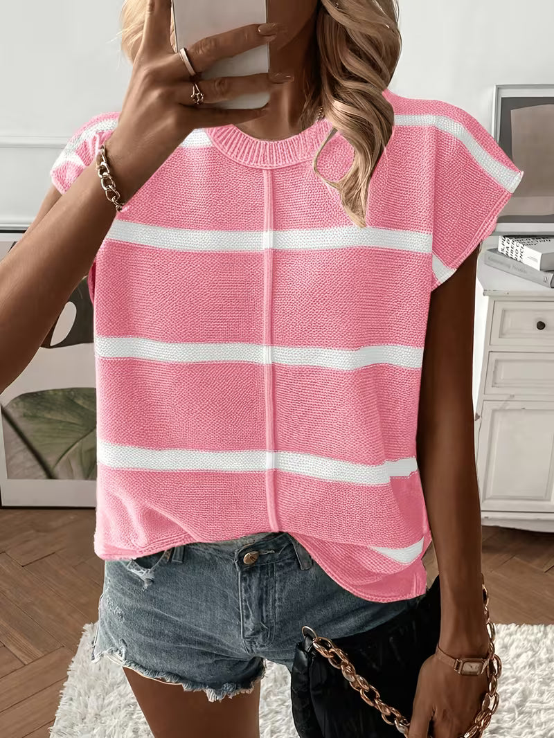 Enila - Jersey De Punto a Rayas Con Cuello Redondo