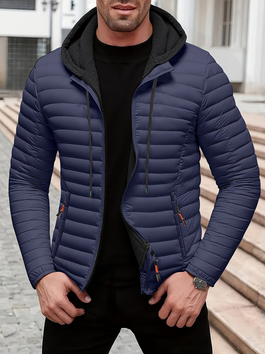 Dielmar - Chaqueta Acolchado Con Capucha Y Cremallera Frontal