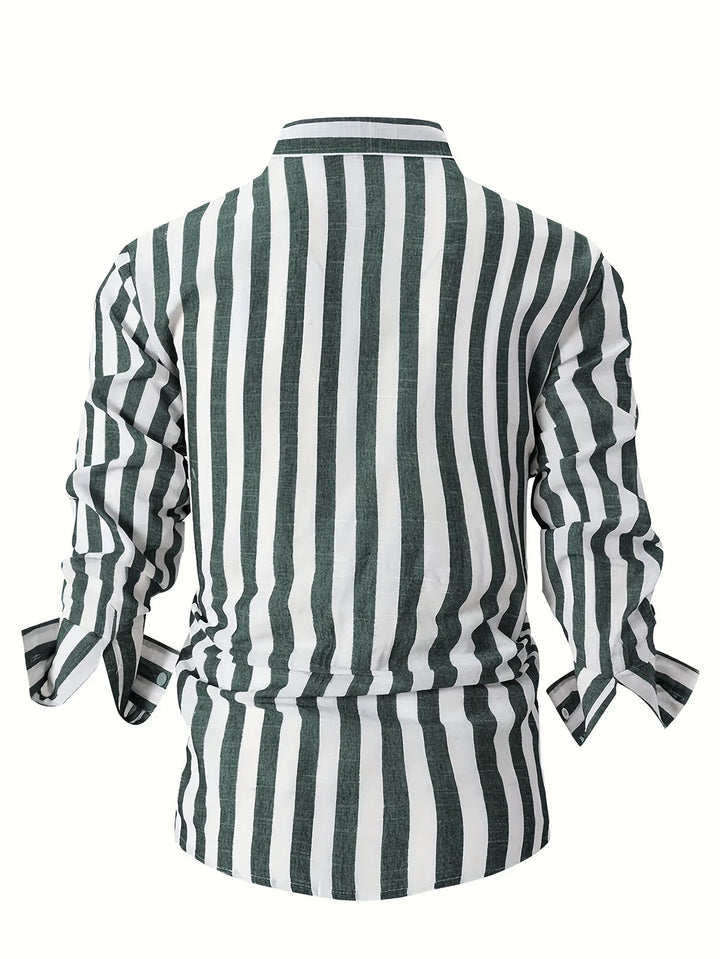 George - Camisa Elegante De Manga Larga a Rayas
