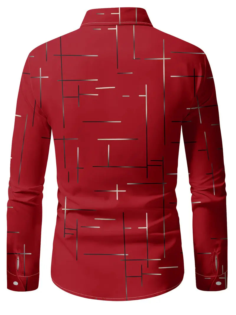 Nerio - Camisa De Manga Larga Con Estampado Geométrico