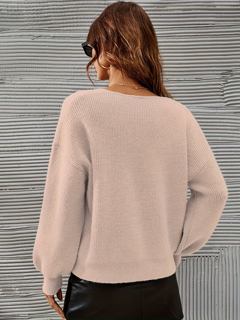 Irmelin - Jersey Con Cuello En V y Hombros Caídos