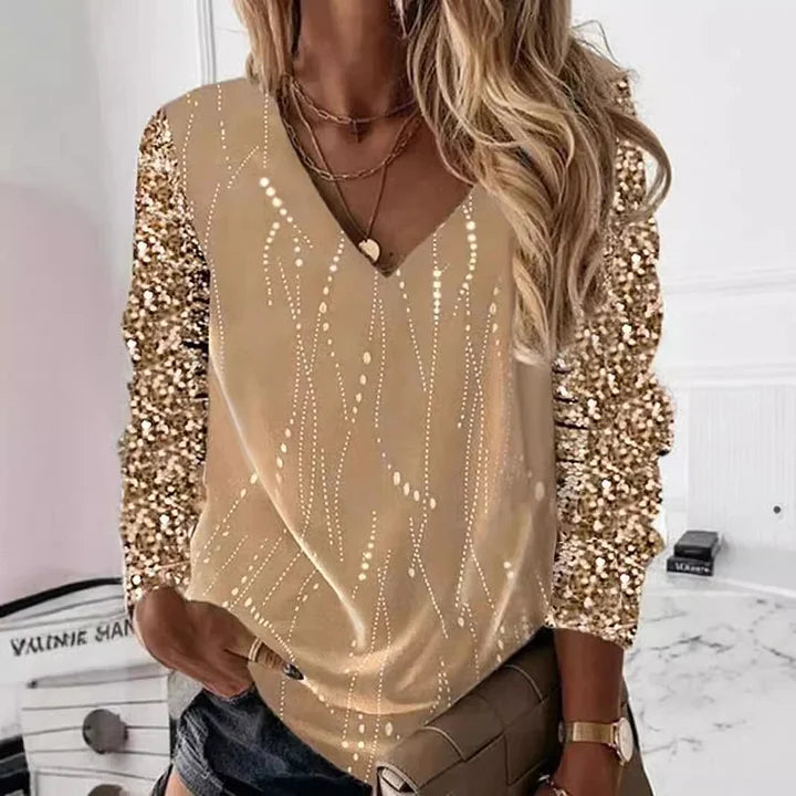 Talitha - Camisa De Manga Larga Con Cuello De Pico