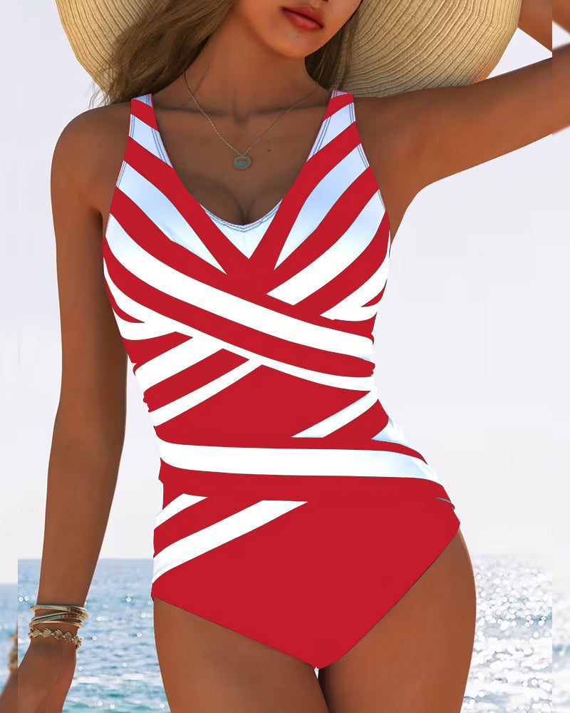 Sulinna - Bañador De Una Pieza a Rayas De Estilo Informal