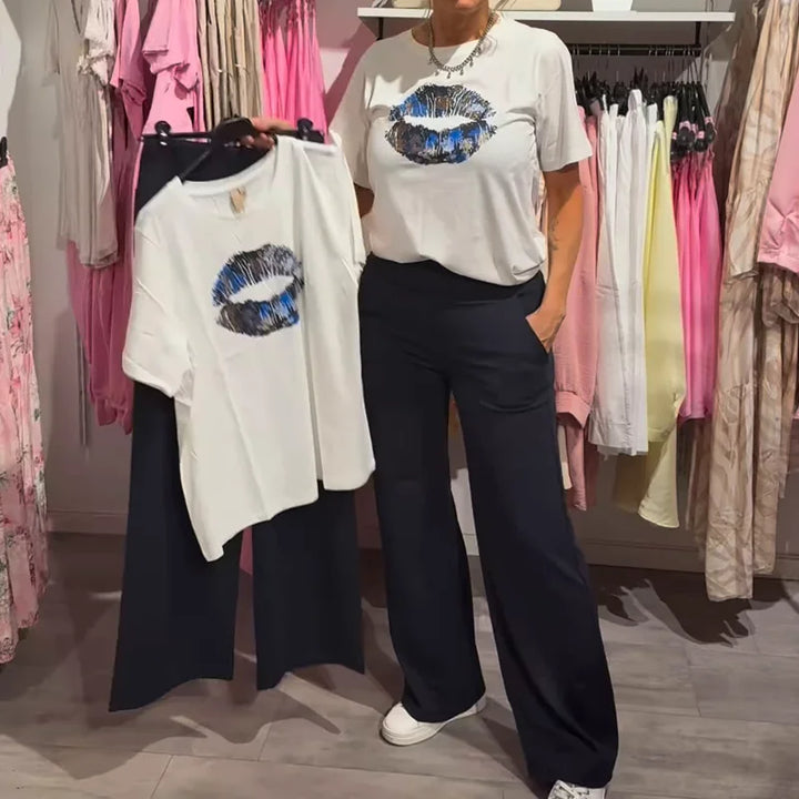 Lynnia - Conjunto De Top y Pantalones Estampados