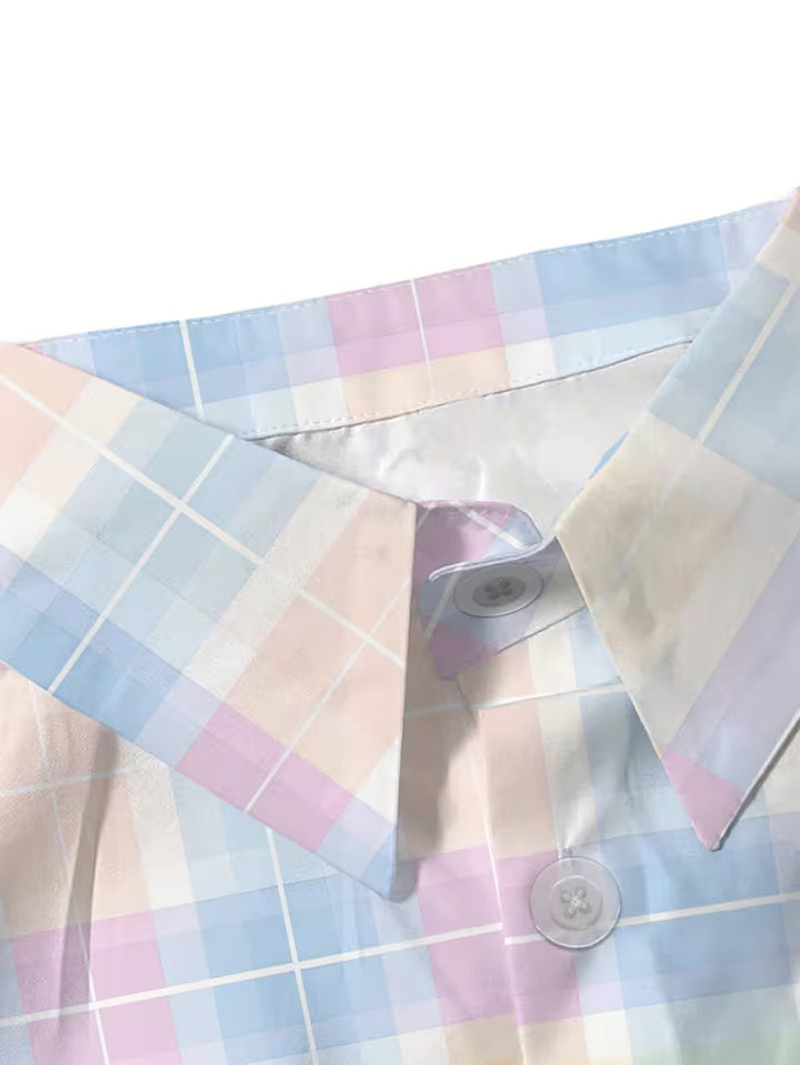 Harrell - Camisa de manga Corta con Estampado de Cuadros