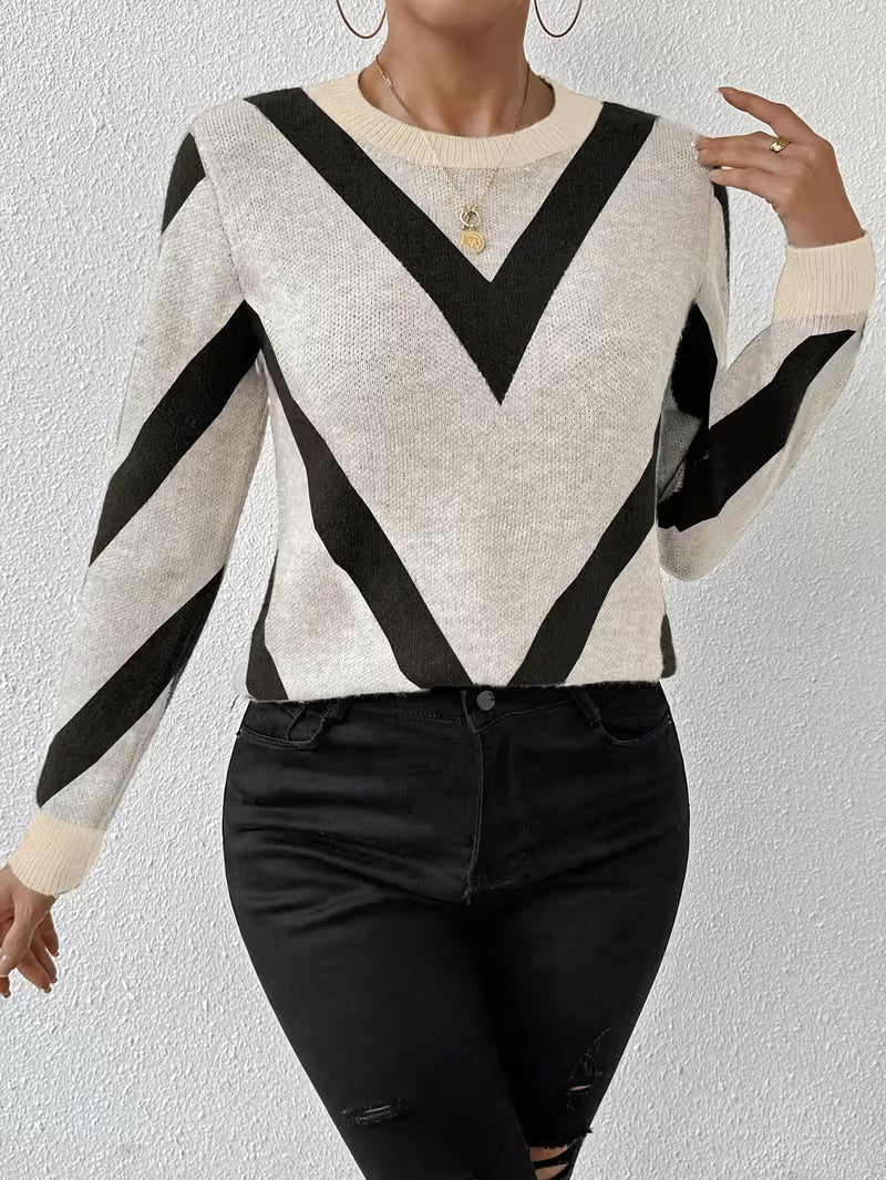 Minaza - Jersey De Cuello Redondo Con Estampado Geométrico