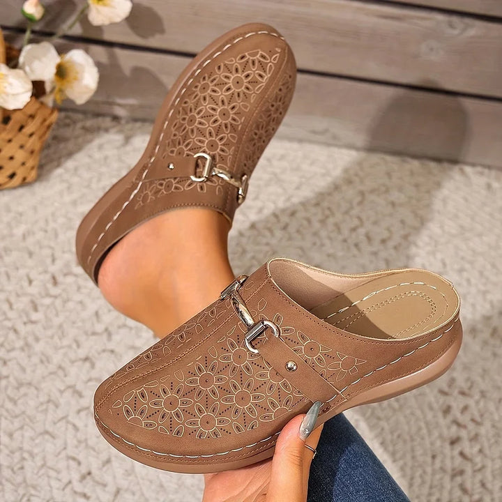 Hailen - Mules Tipo Mocasín Sin Cordones Con Estampado Floral Informal