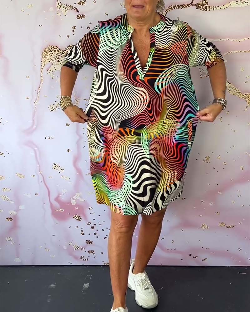 Diane - Vestido Colorido Con Cuello En V