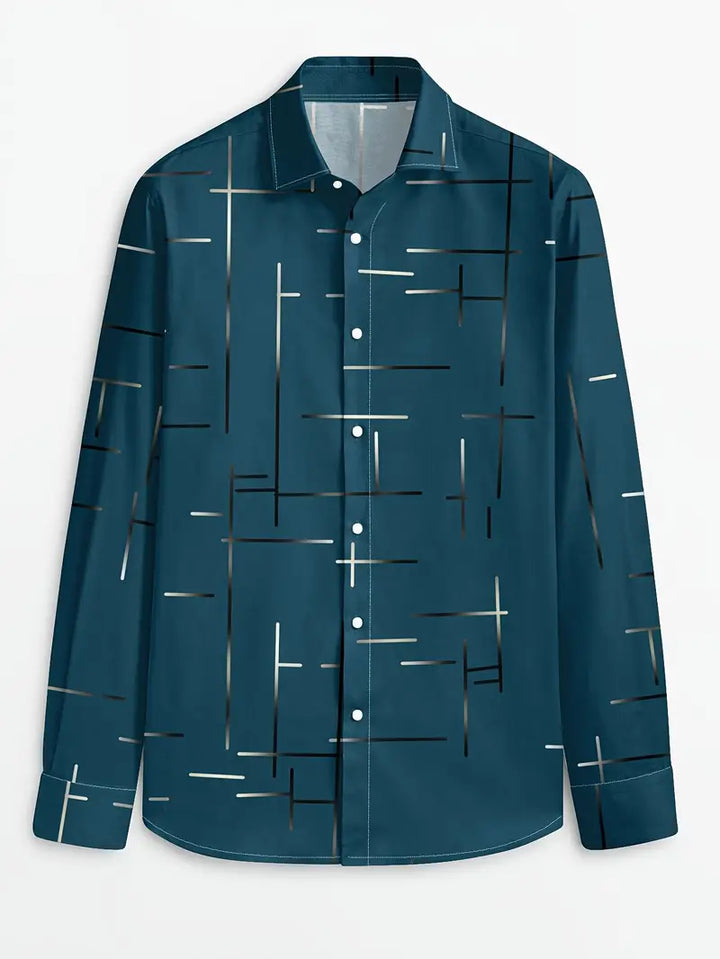 Nerio - Camisa De Manga Larga Con Estampado Geométrico