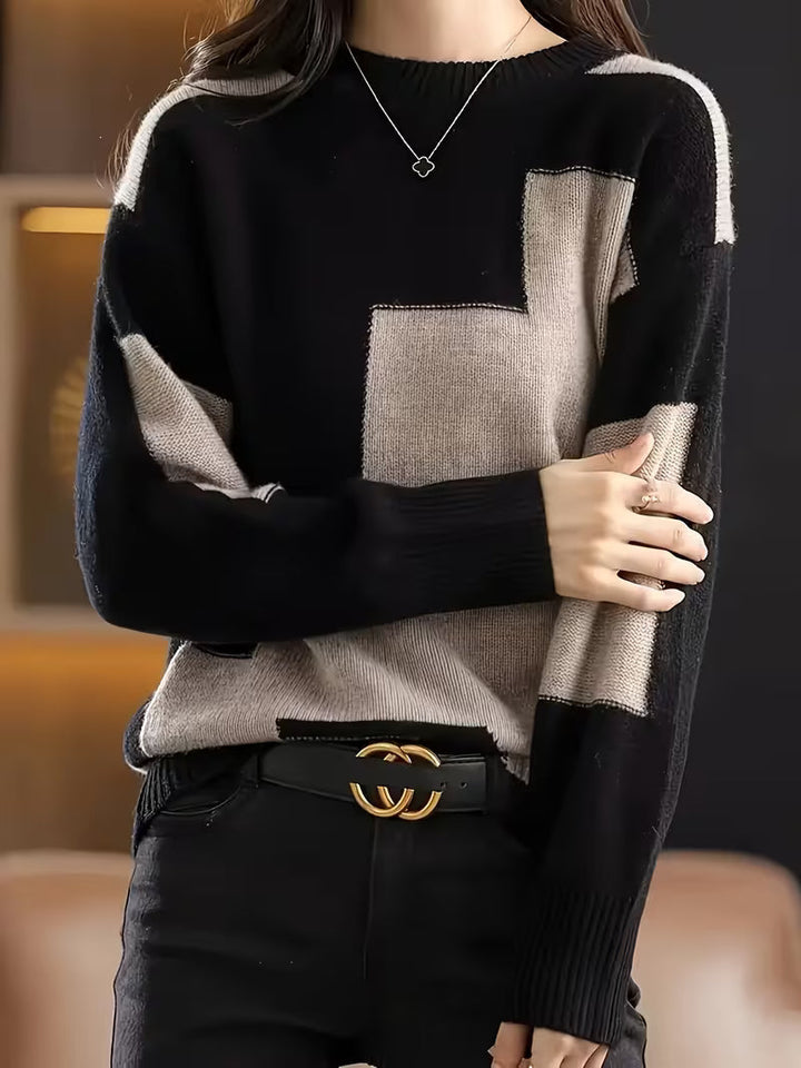 Marvelle - Jersey De Manga Larga Con Cuello Redondo Y Bloques De Color