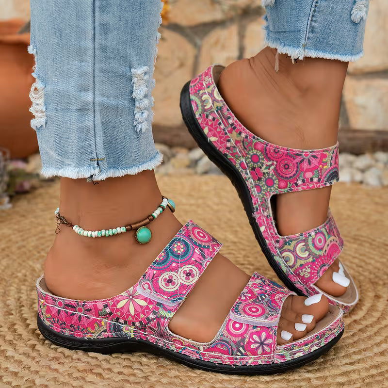 Dhifef - Sandalias De Verano Con Tacón Grueso Y Estampado