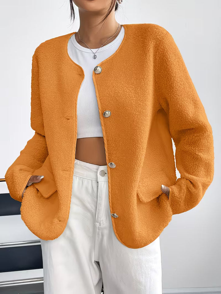 Viktorija - Elegante Chaqueta de Cuello Redondo Con Botones