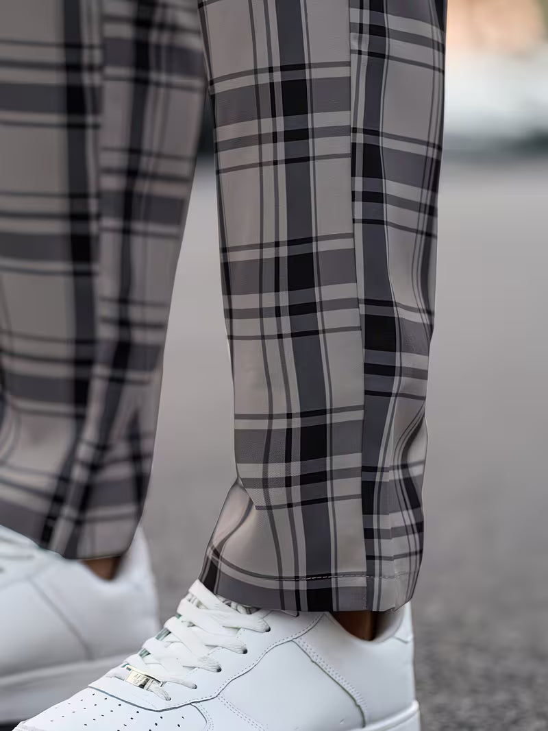 Idriz - Pantalones a Cuadros Con Cintura Elástica
