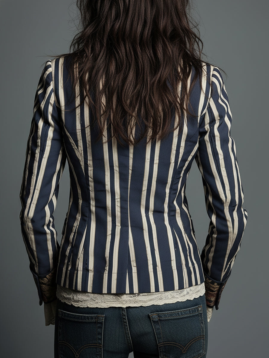 Shalisa - Blazer a Rayas De Estilo Bohemio