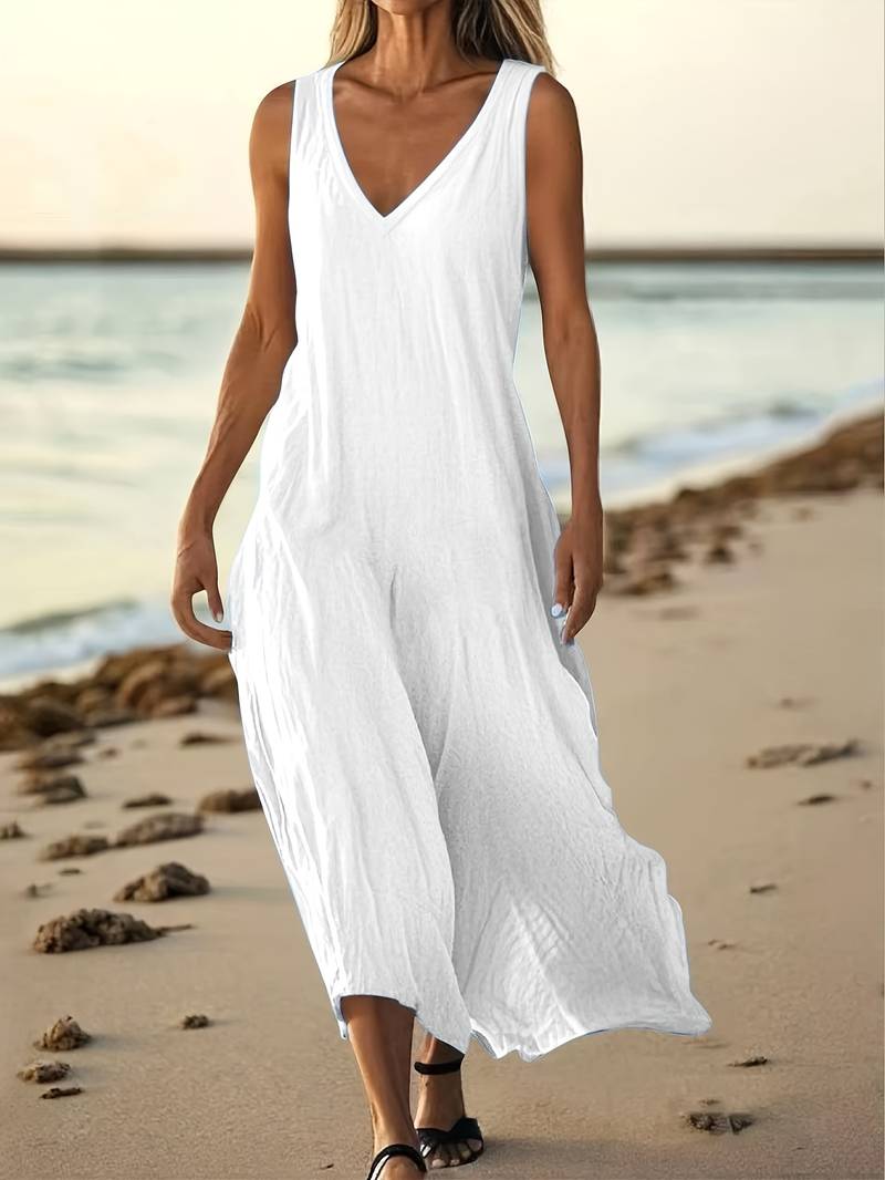 Brina - Elegante Vestido Largo Sin Mangas Con Cuello en V