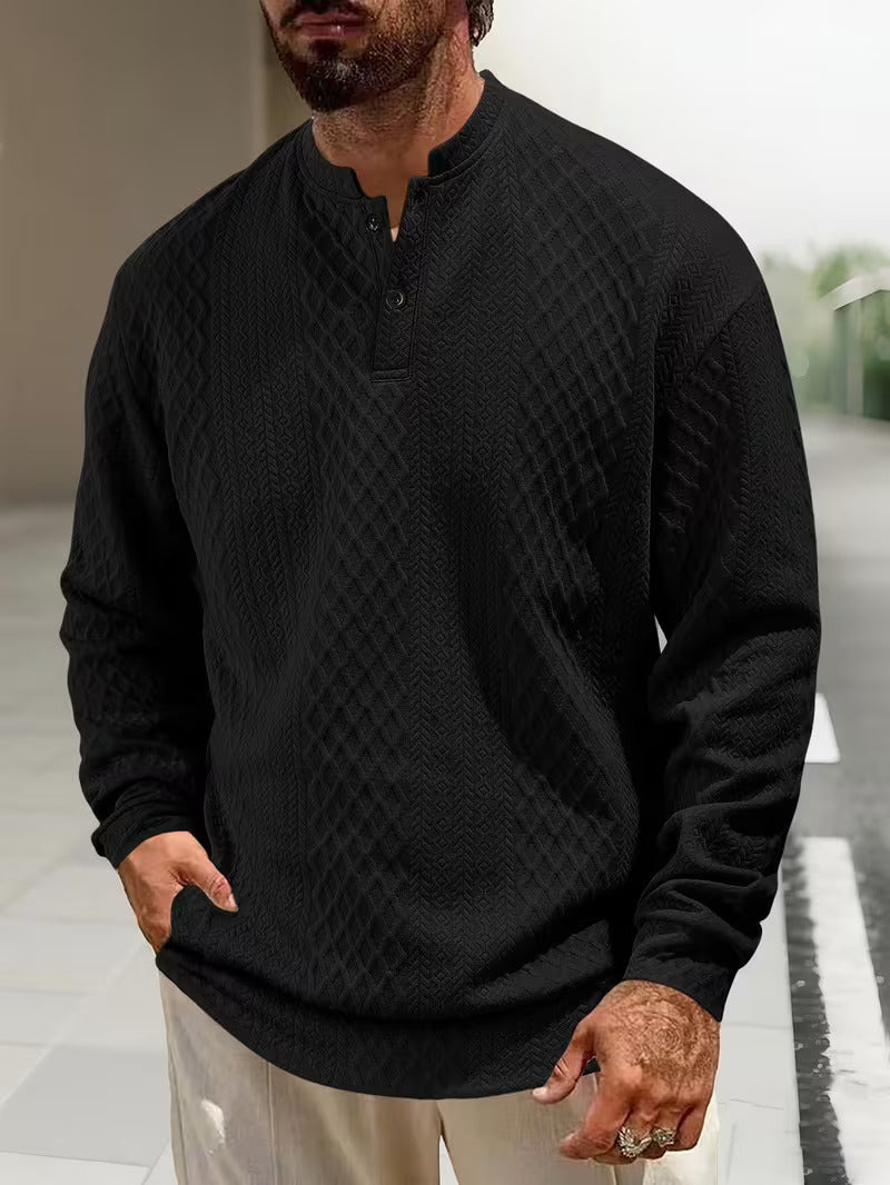 Mathew – Jersey Henley De Manga Larga Con Diseño Geométrico De Punto