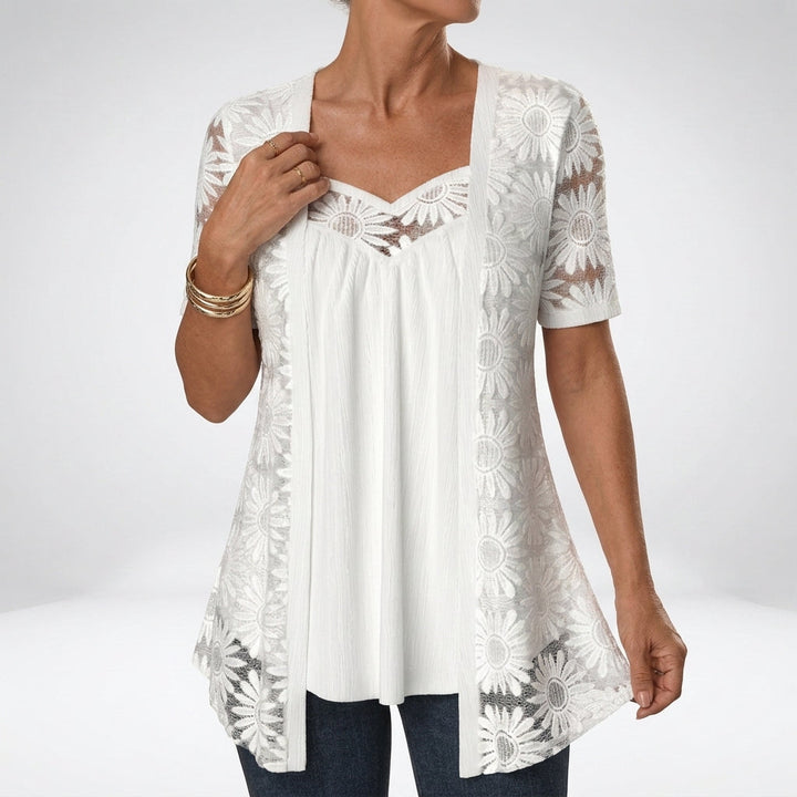 Linnia - Blusa De Encaje Con Bordado Floral