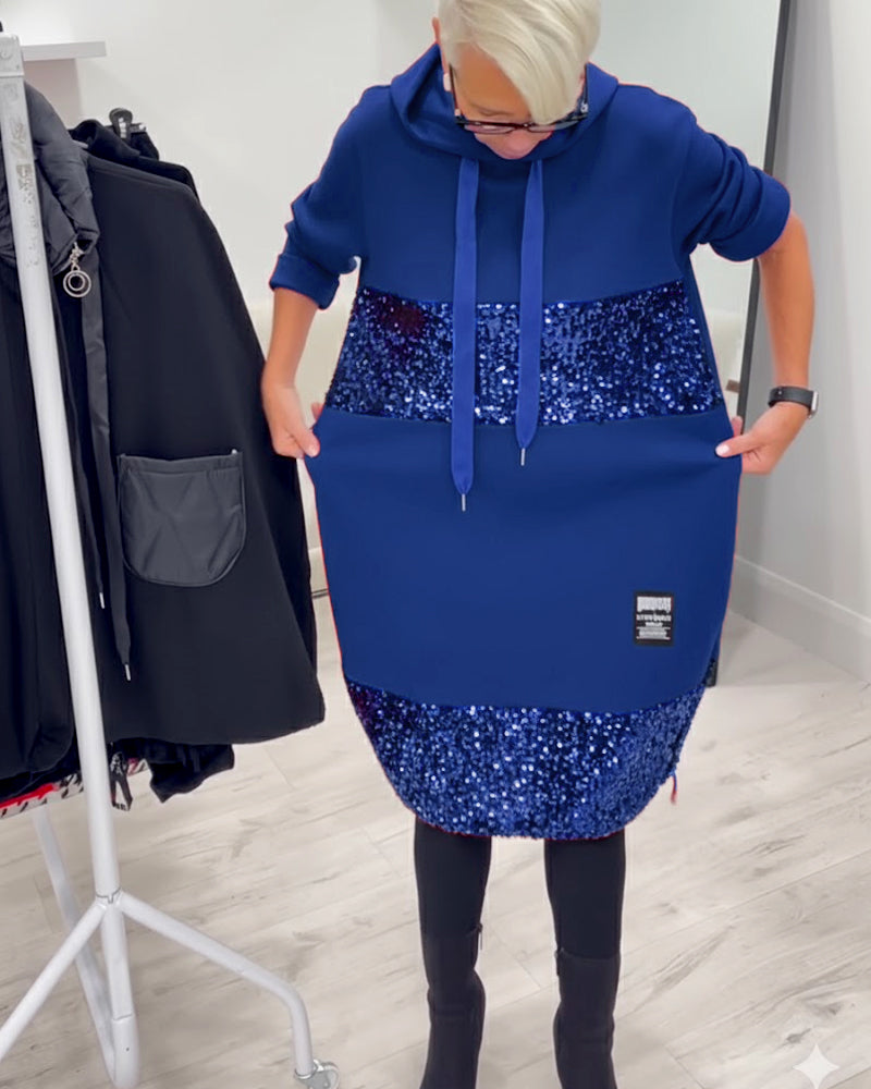 Mansherry - Vestido Con Capucha y Diseño Patchwork a la última Moda