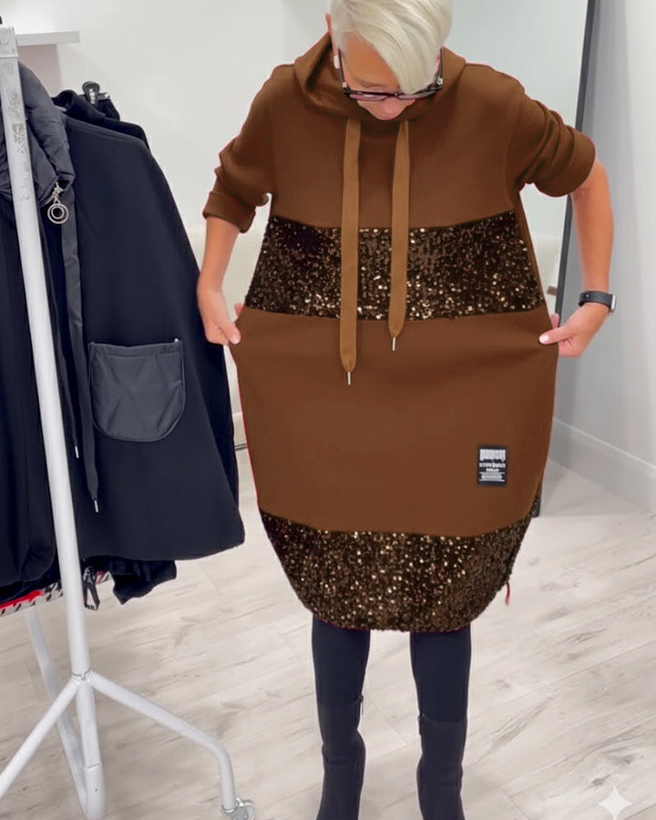 Mansherry - Vestido Con Capucha y Diseño Patchwork a la última Moda
