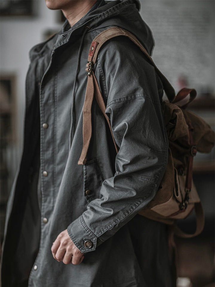 Ragnar - Chaqueta Con Capucha De Estilo Militar Vintage