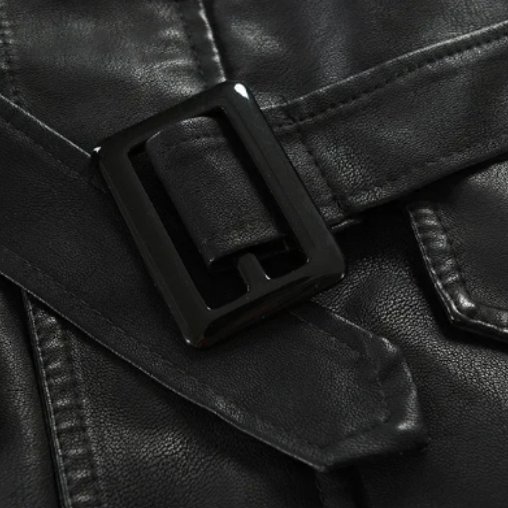 Zacharias - Elegante Chaqueta Motera Larga de Cuero
