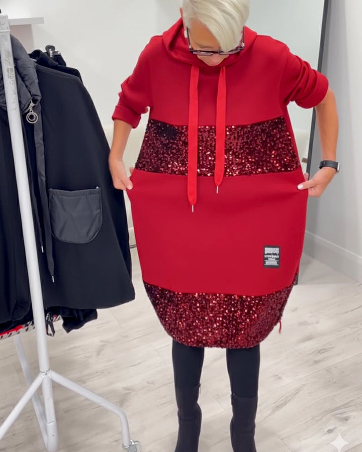 Mansherry - Vestido Con Capucha y Diseño Patchwork a la última Moda