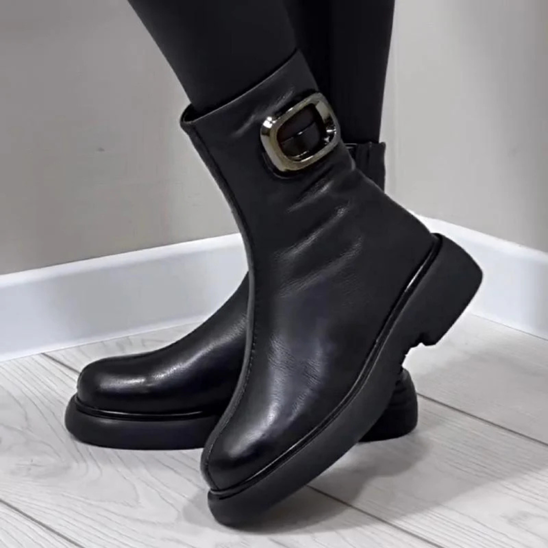 Moniek - Botines De Cuero Con Hebilla