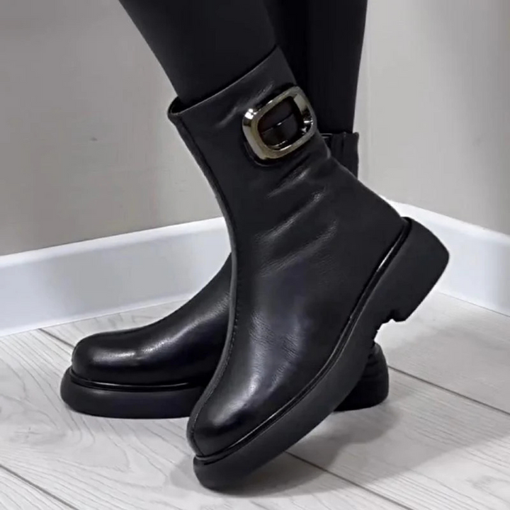 Moniek - Botines De Cuero Con Hebilla