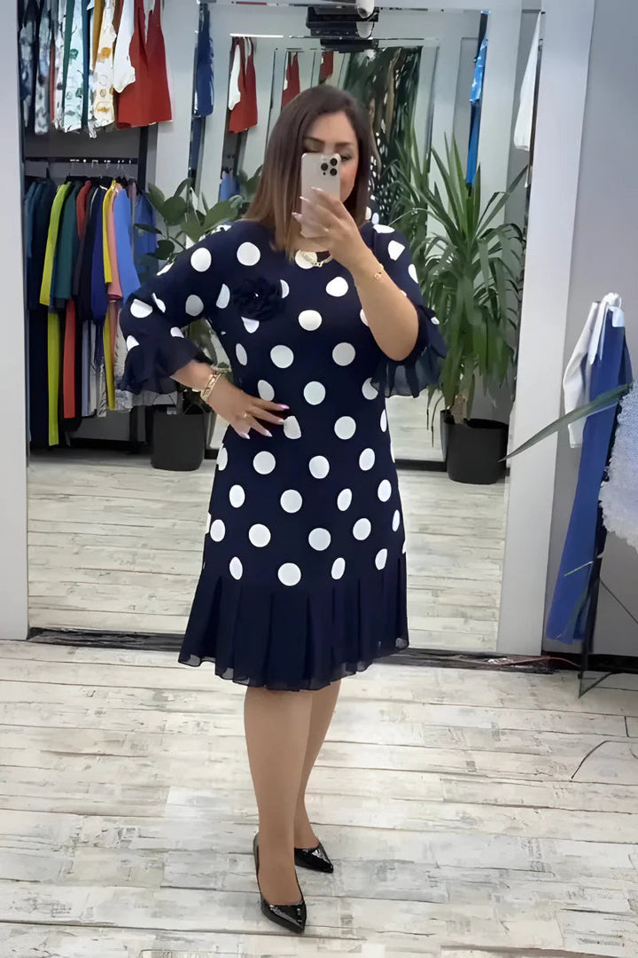 Gigi - Vestido Midi De Lunares Con Mangas Acampanadas