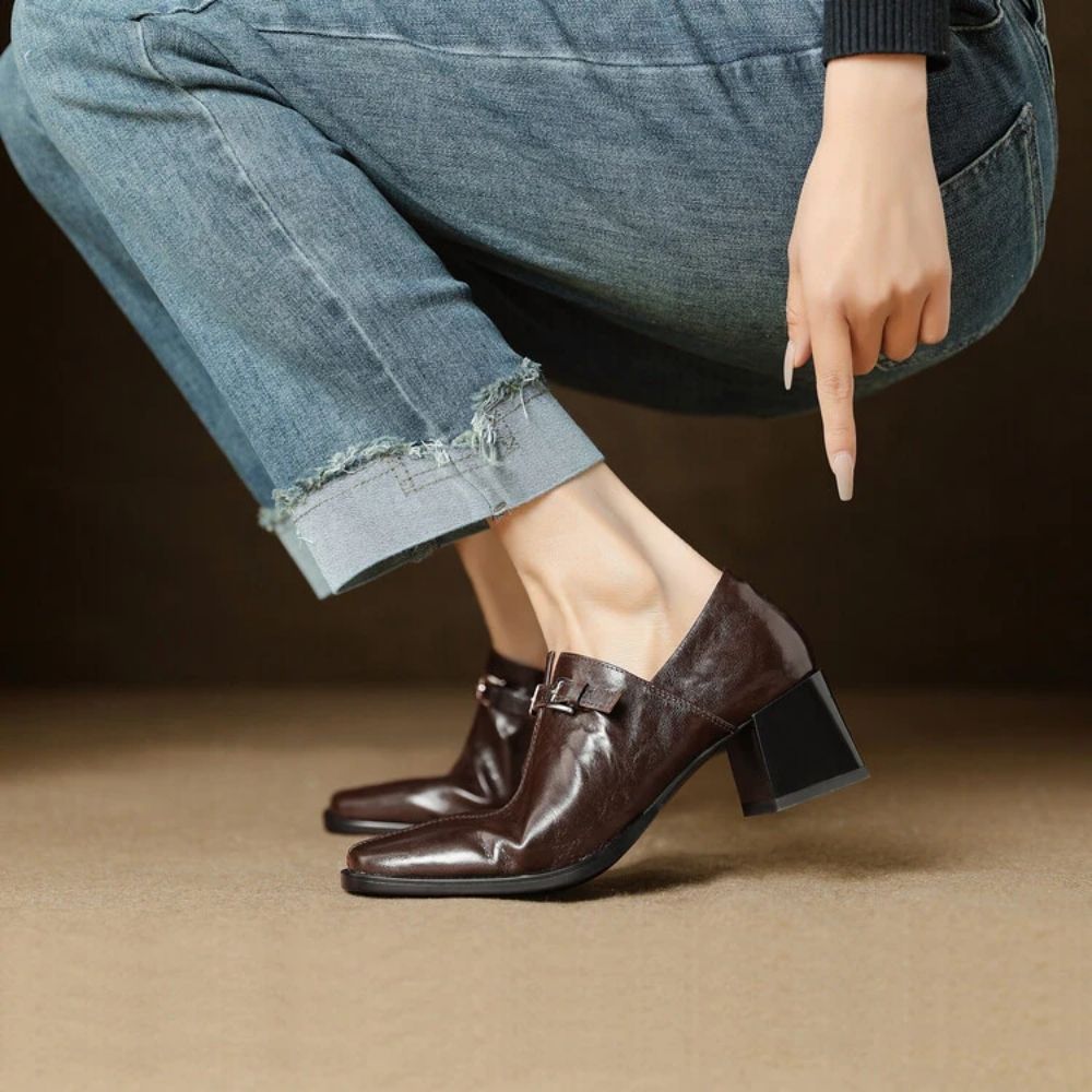 Misha - Elegantes Mocasines De Cuero Con Tacón