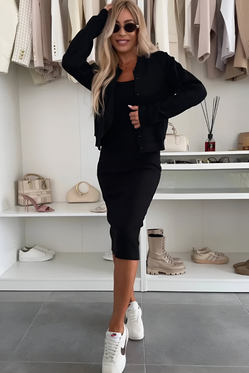 Kerensa - Vestido Midi Informal Con Rebeca