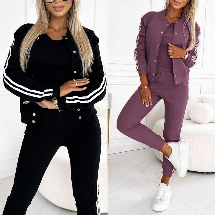 Kendra - Cuello Redondo Chaqueta Y Pantalón Juego de 3 Piezas