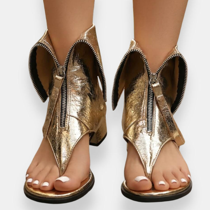 Sadiya - Sandalias Con Cremallera Metalizada