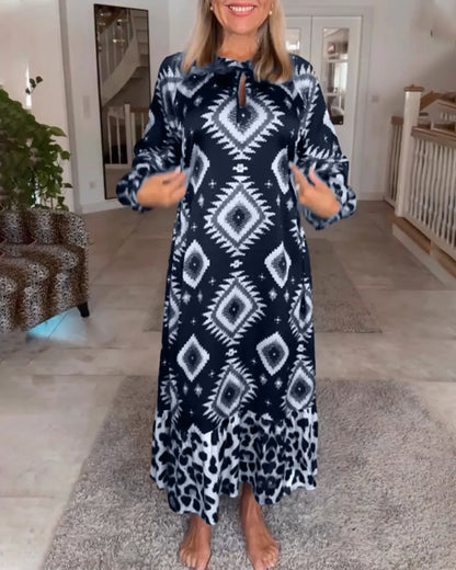 Mariah - Vestido LOargo Con Estampado De Leopardo Y Manga Larga