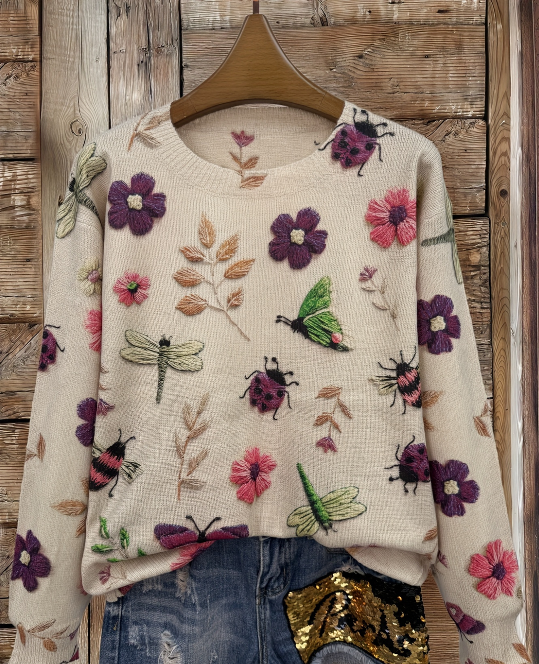 Lesa - Jersey Con Estampado Floral Y De Insectos