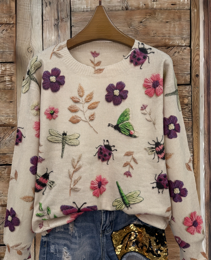Lesa - Jersey Con Estampado Floral Y De Insectos