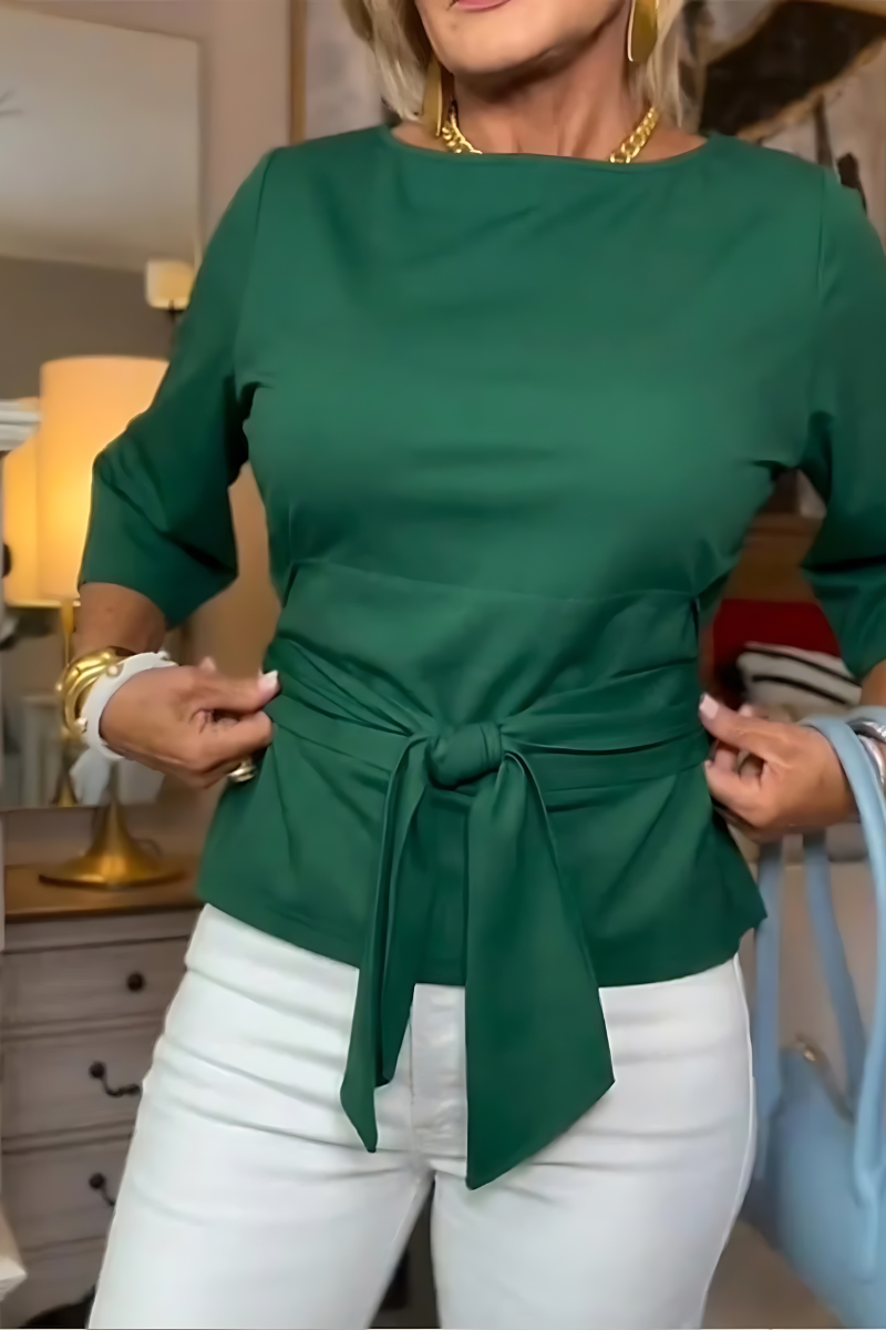 Shaniera - Top Elegante Con Lazo En la cintura