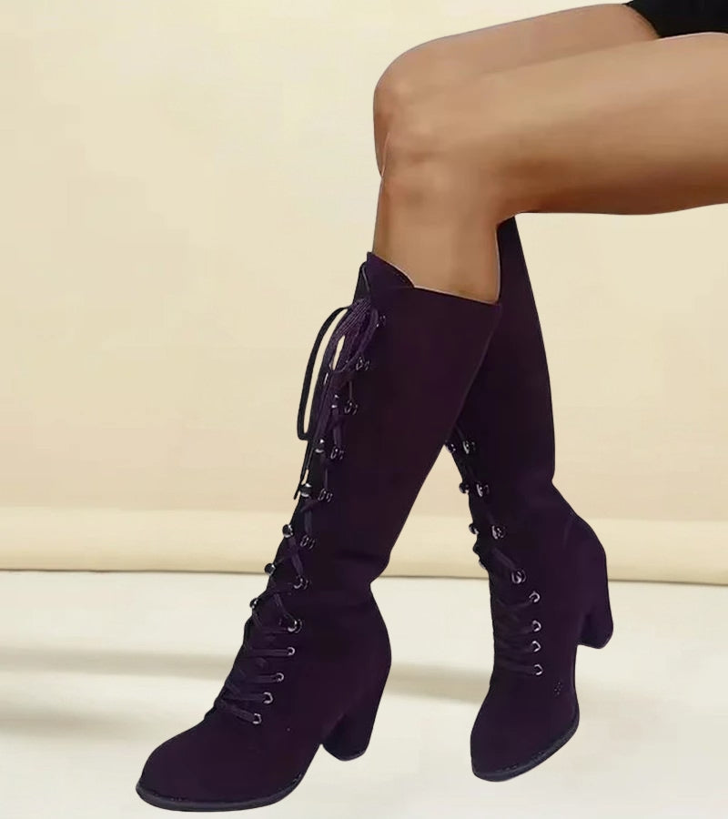 Asmita - Botas De Ante Con Cordones Y Tacón Alto