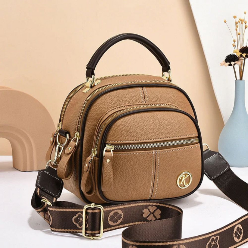 Janette - Bolso Bandolera de piel con Múltiples Compartimentos