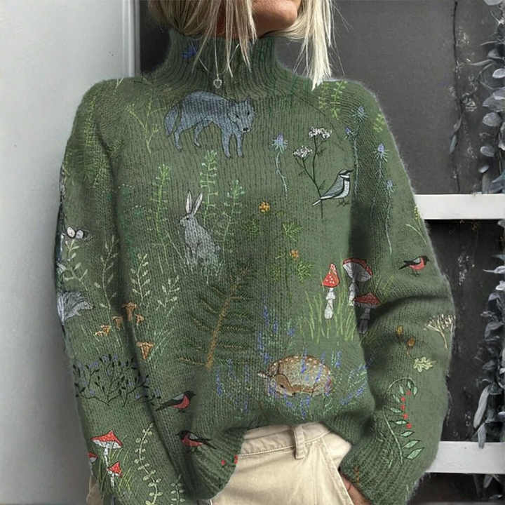 Mairead - Jersey De Cuello Alto Cálido y Elegante