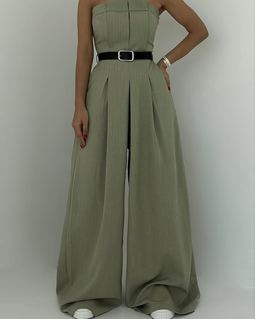 Lauralie - Conjunto Para Ir Al Trabajo Con Mono Sin Tirantes Estilo Chaqueta