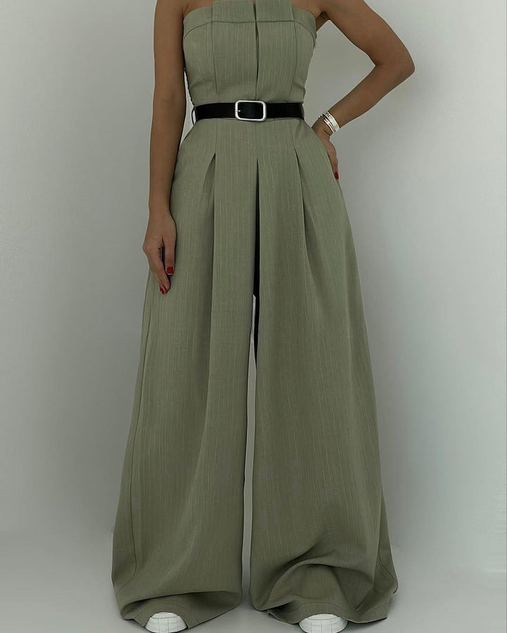 Lauralie - Conjunto Para Ir Al Trabajo Con Mono Sin Tirantes Estilo Chaqueta