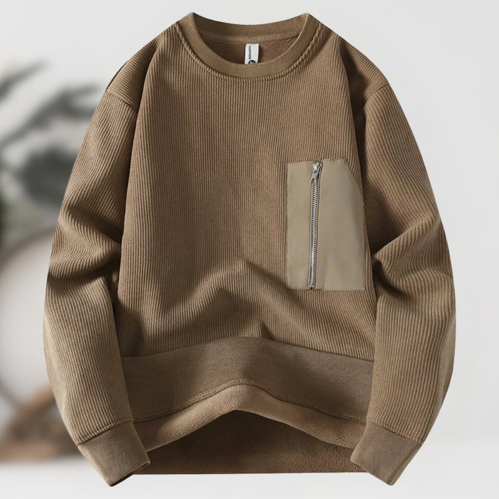 Zarch - Jersey de Punto con Bolsillo con Cremallera