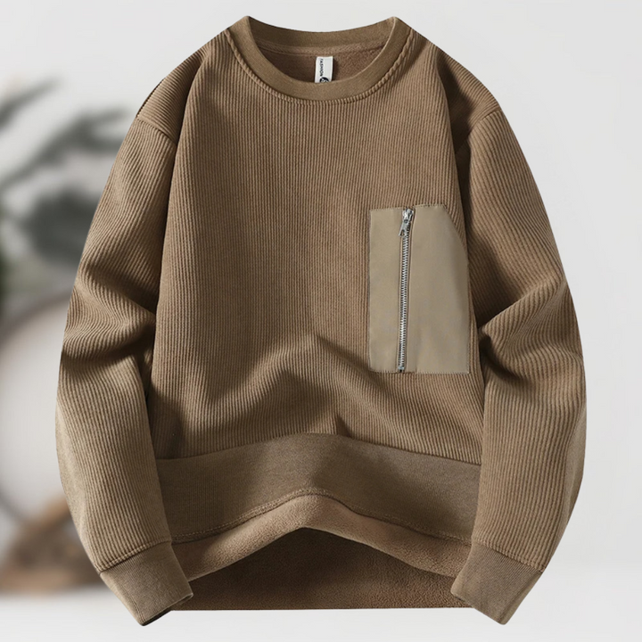 Zarch - Jersey de Punto con Bolsillo con Cremallera