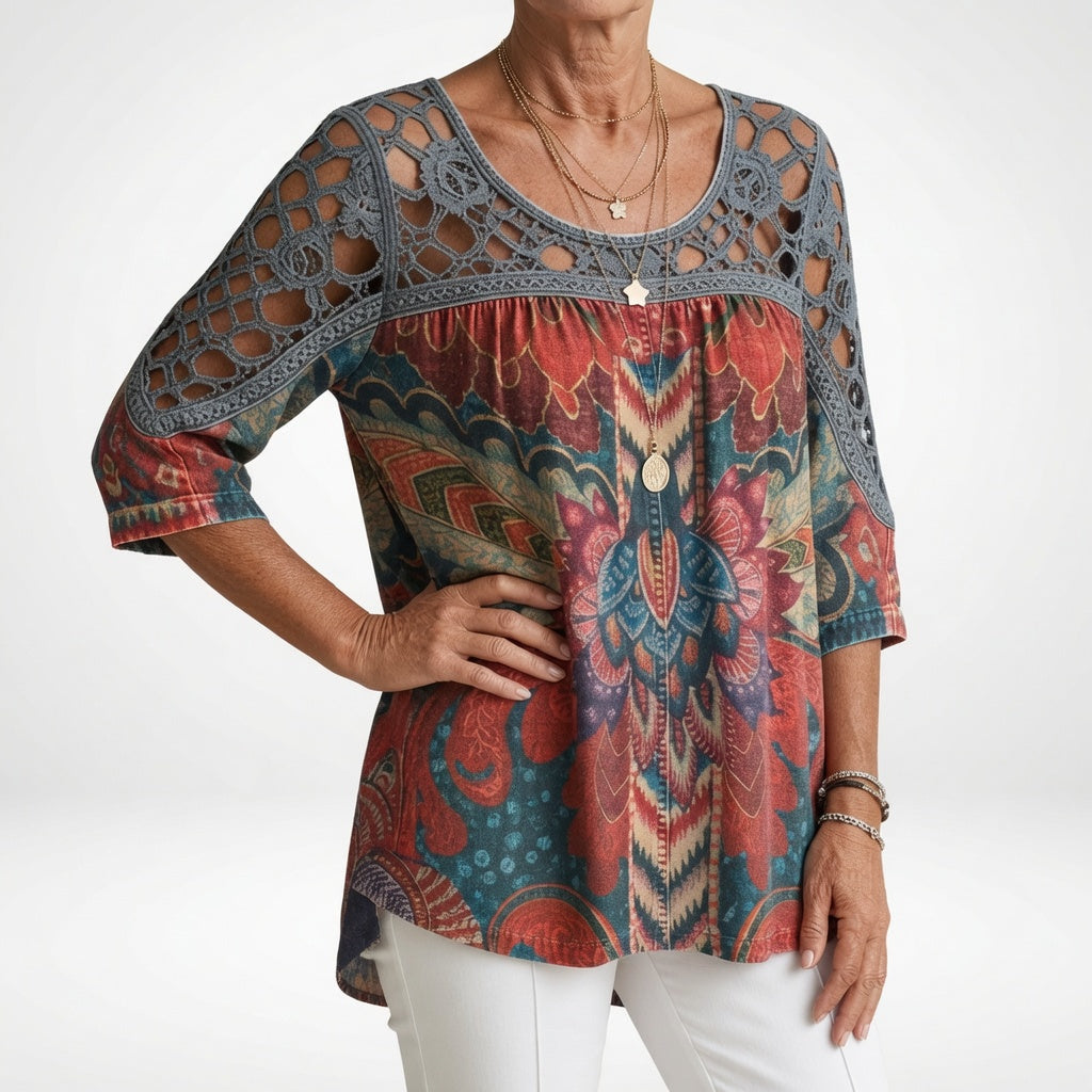 Steven - Blusa con Estampado étnico Bohemio