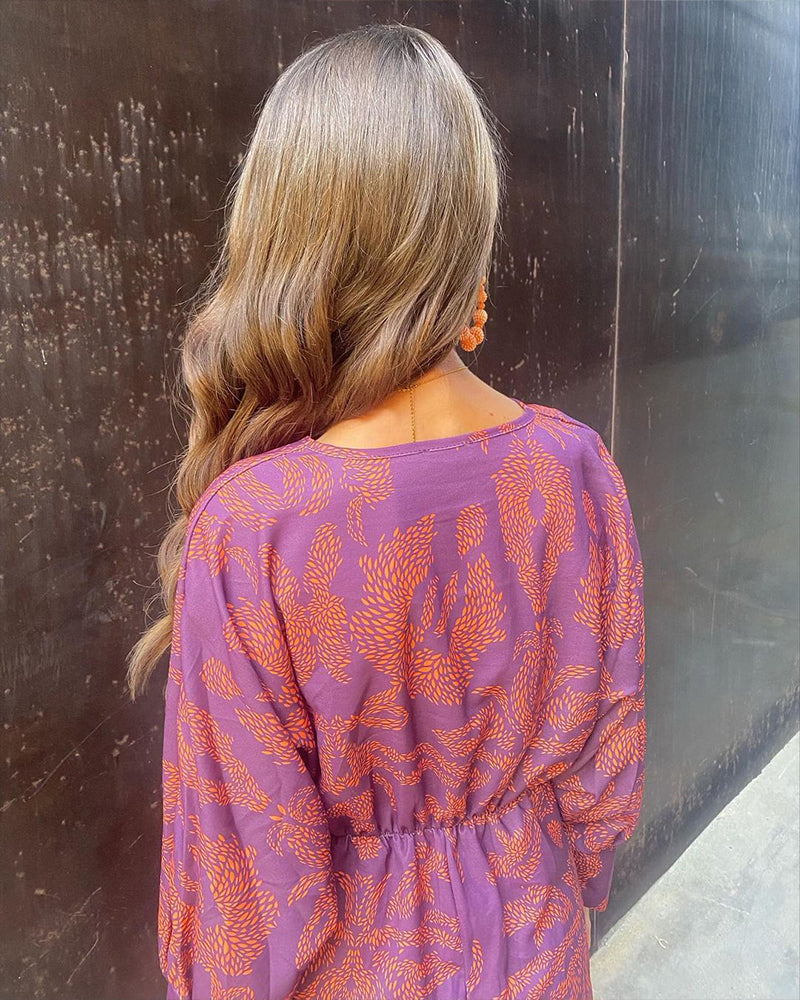 Dineke - Elegante Vestido de Manga Larga con Estampado Floral