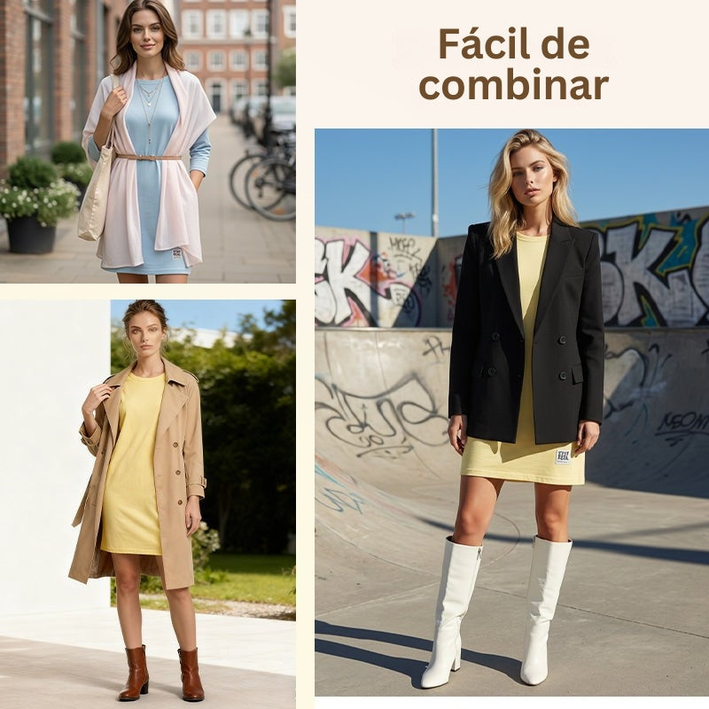 Sidsel - Elegante Vestido Camiseta Con Cuello Redondo