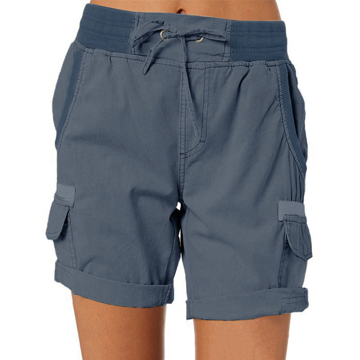 Audria - Pantalones Cortos de Cintura Alta Con Cordón y Bolsillos Tipo Cargo