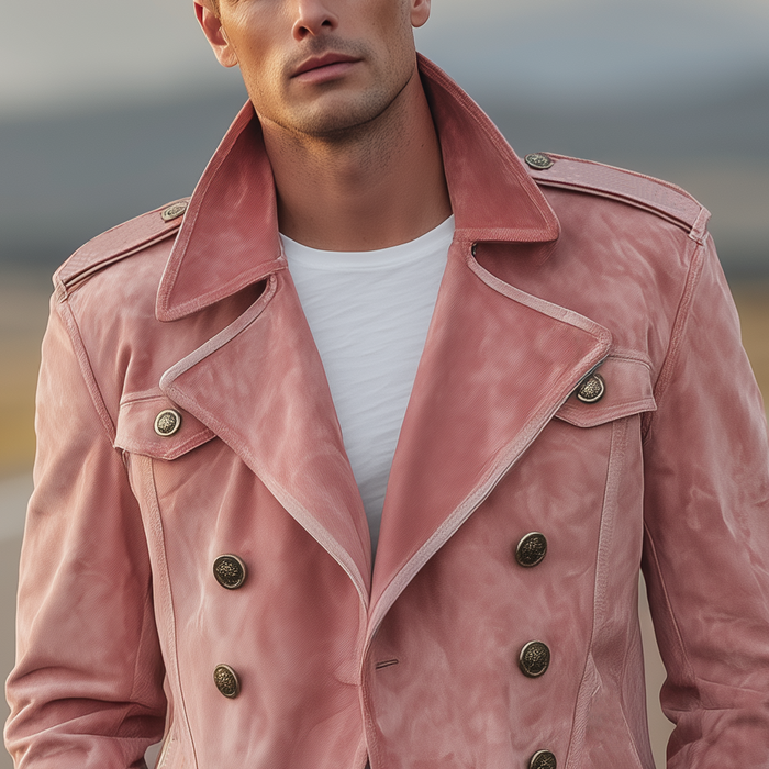 Momonosuke - Chaqueta Clásica Retro de Estilo Western Con Solapas y Doble Botonadura en Ante