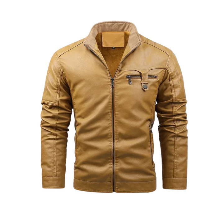 Dawid - Chaqueta Retro De Cuero Con Forro Polar